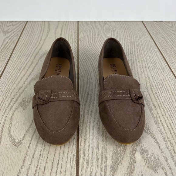 Journee Collection Marci Women's Wide Knot Loafers 6.5W Taupe Faux Suede $65 - Picture 2 of 8